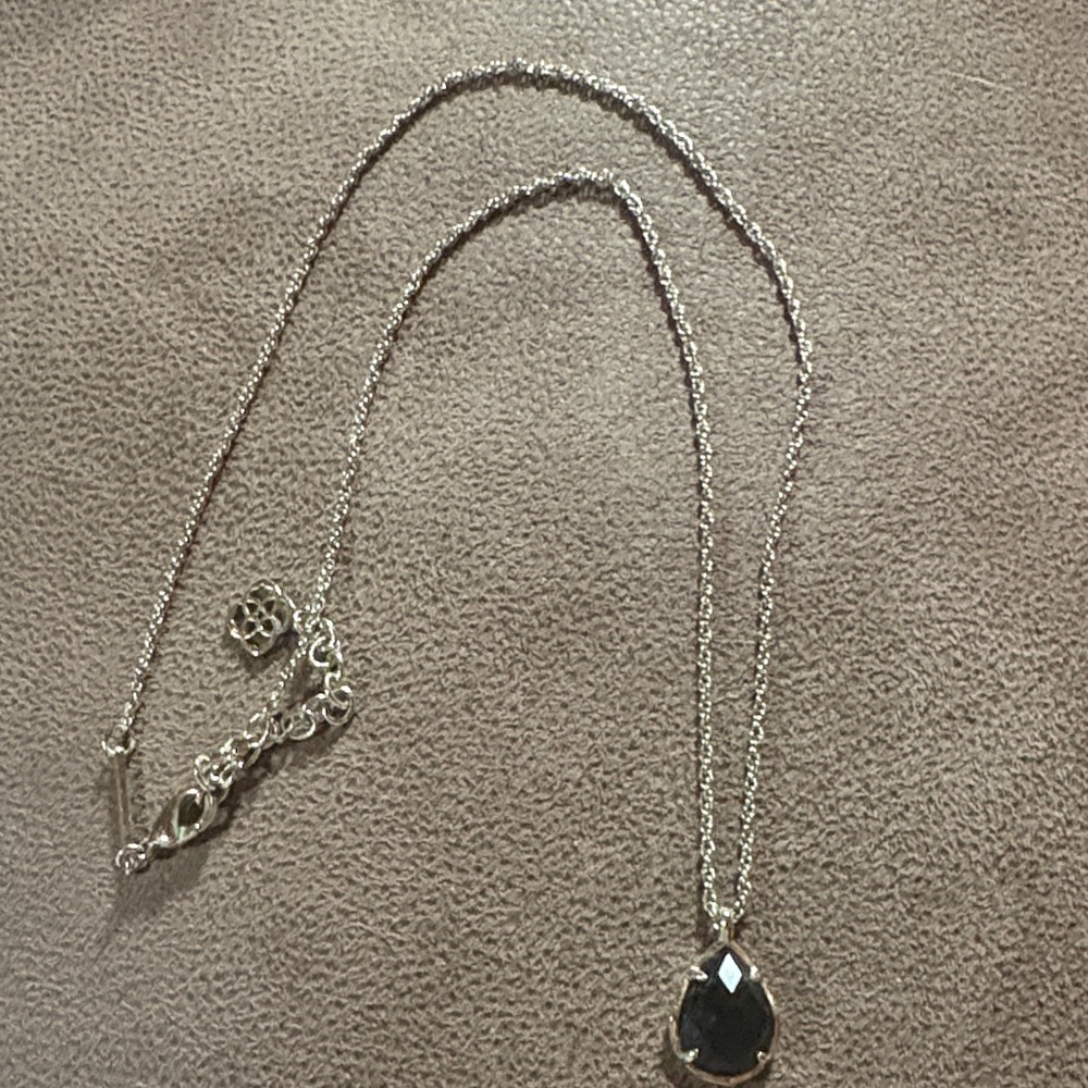 Kendra Scott Cory necklace with black stone, silver setting